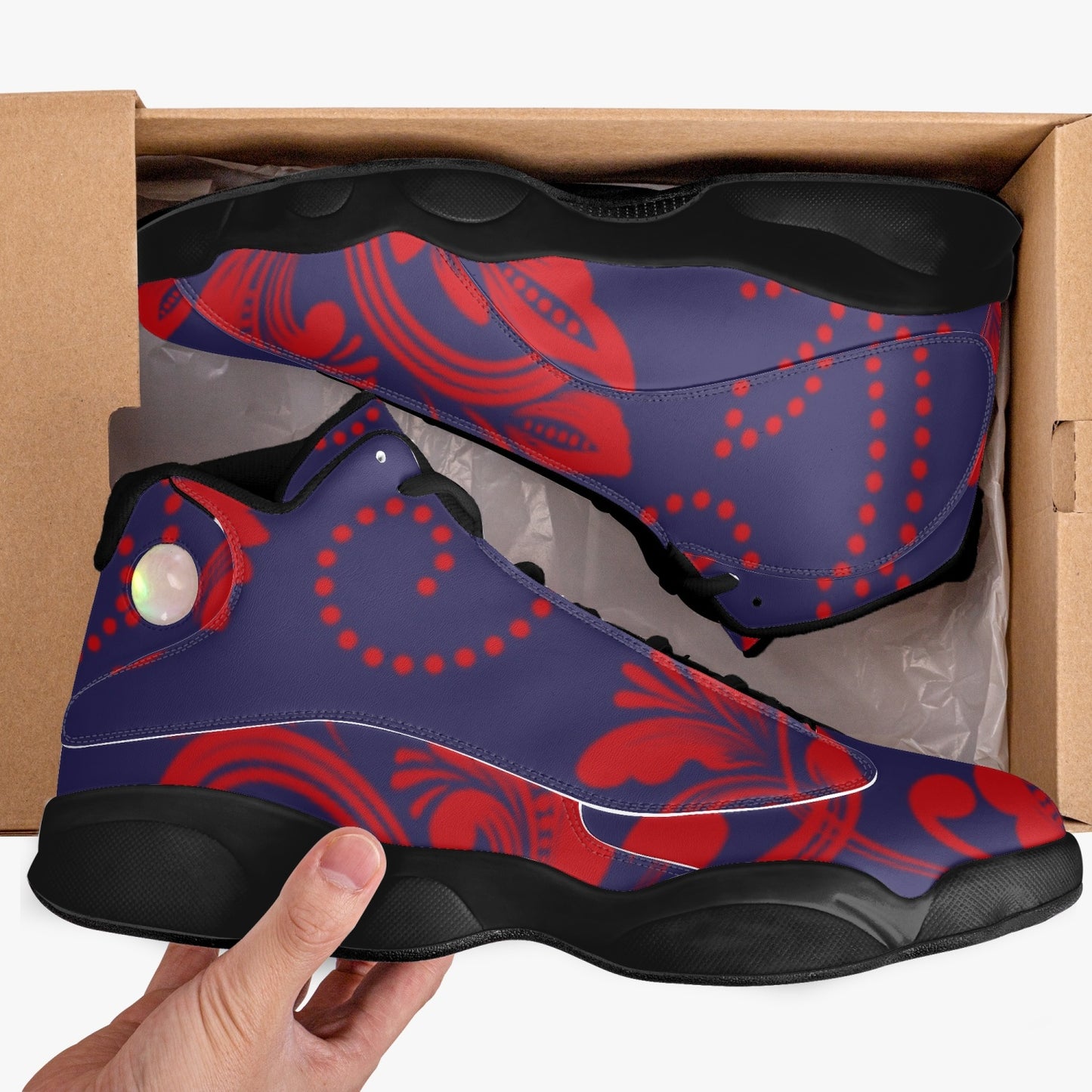 326. Black Sole High-Top Leather Basketball Sneakers