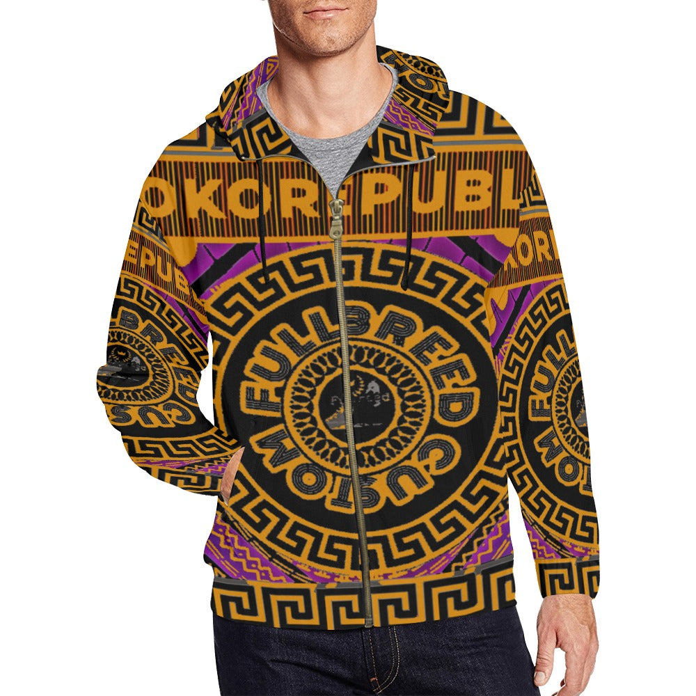 Men's All Over Print Full Zip Hoodie (Model H14)