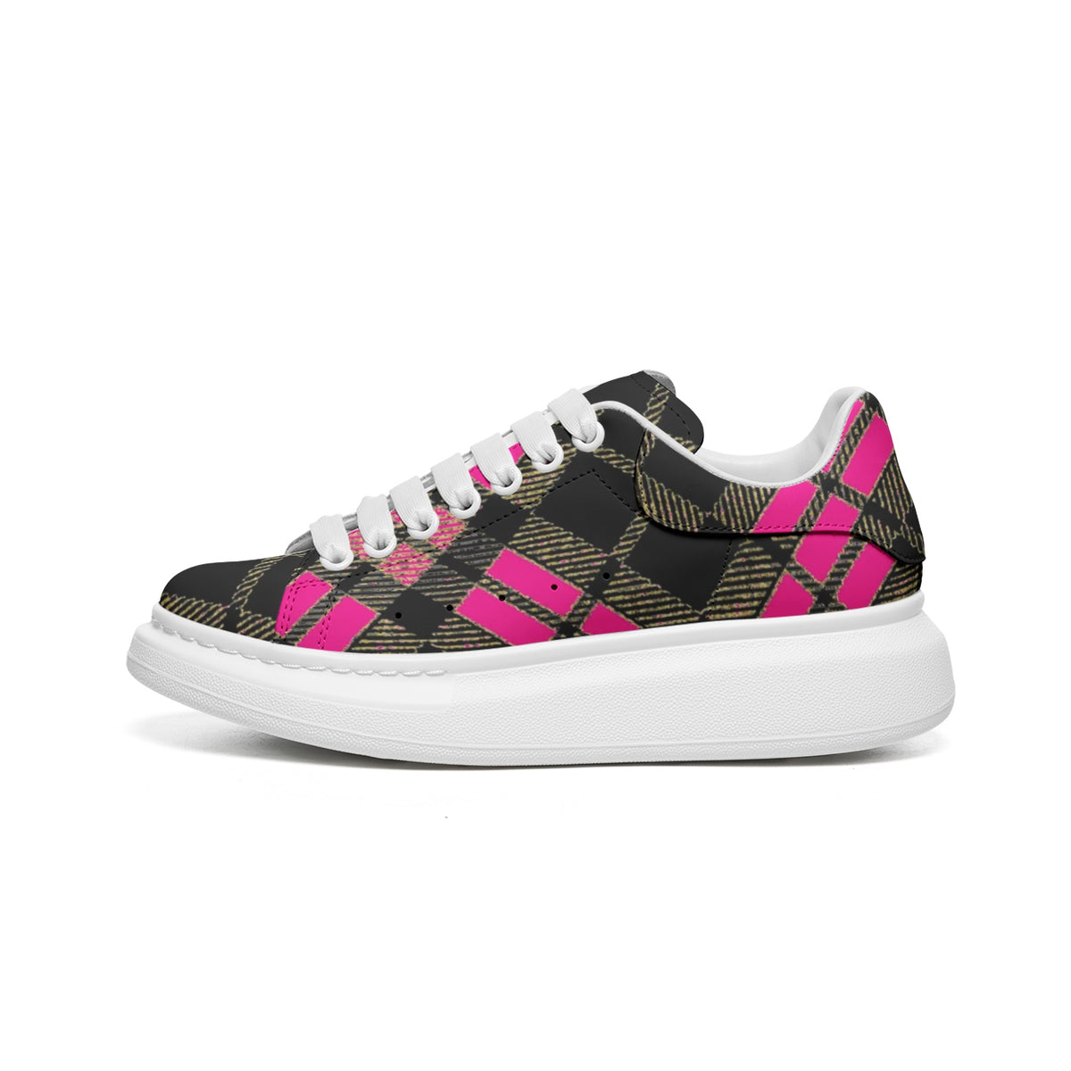 Unisex Non Slip Lace Up Faux Leather Sneakers