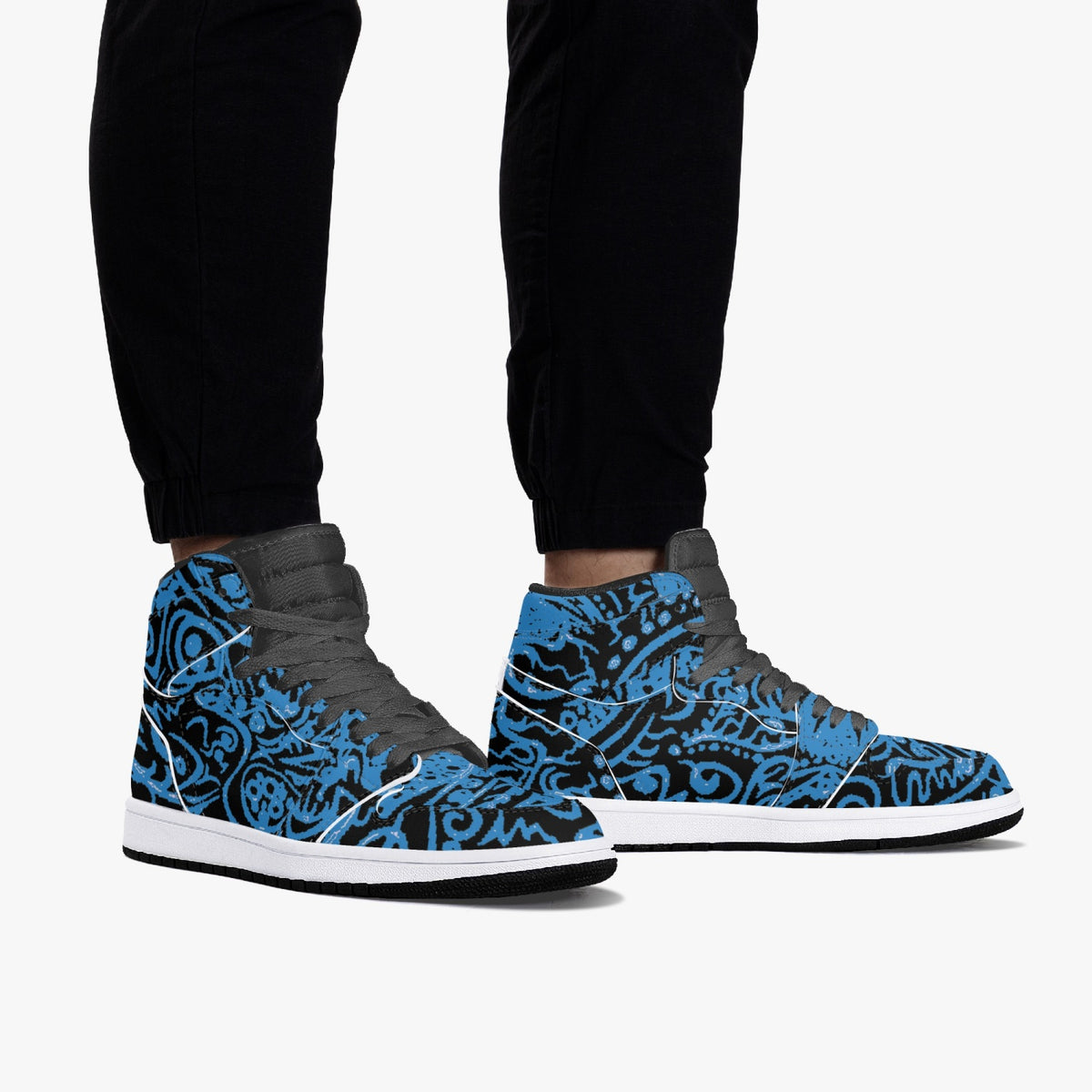 kokorepublic 352. AJ1 Black High-Top Leather Sneakers
