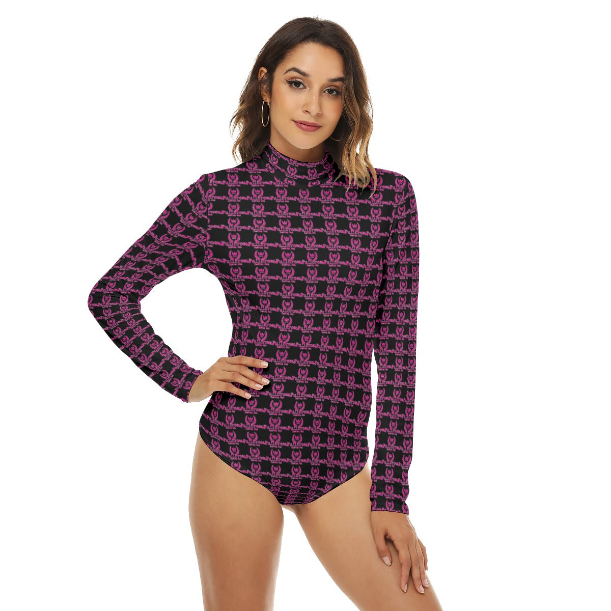 FullbreedCustom Print Women's Turtleneck Long Sleeve Bodysuit