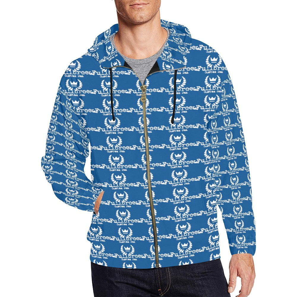 kokorepublic Men's All Over Print Full Zip Hoodie (Model H14)