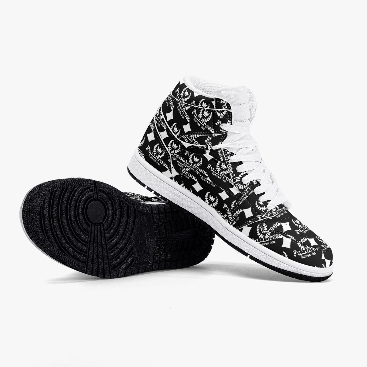 kokorepublic 352. AJ1 Black High-Top Leather Sneakers