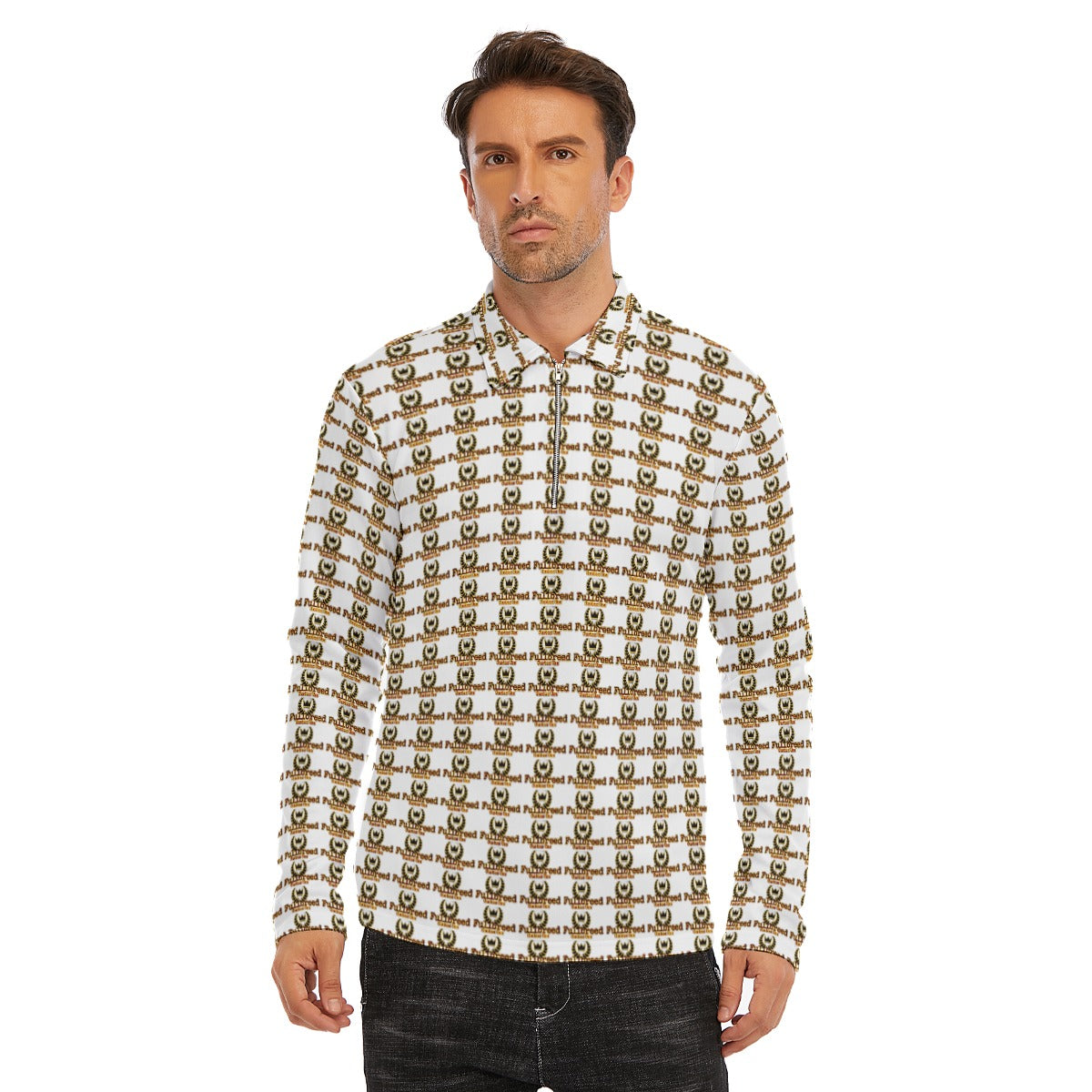 FullbreedCustom Print Men's Lapel T-shirt With Neckline Zipper Closure