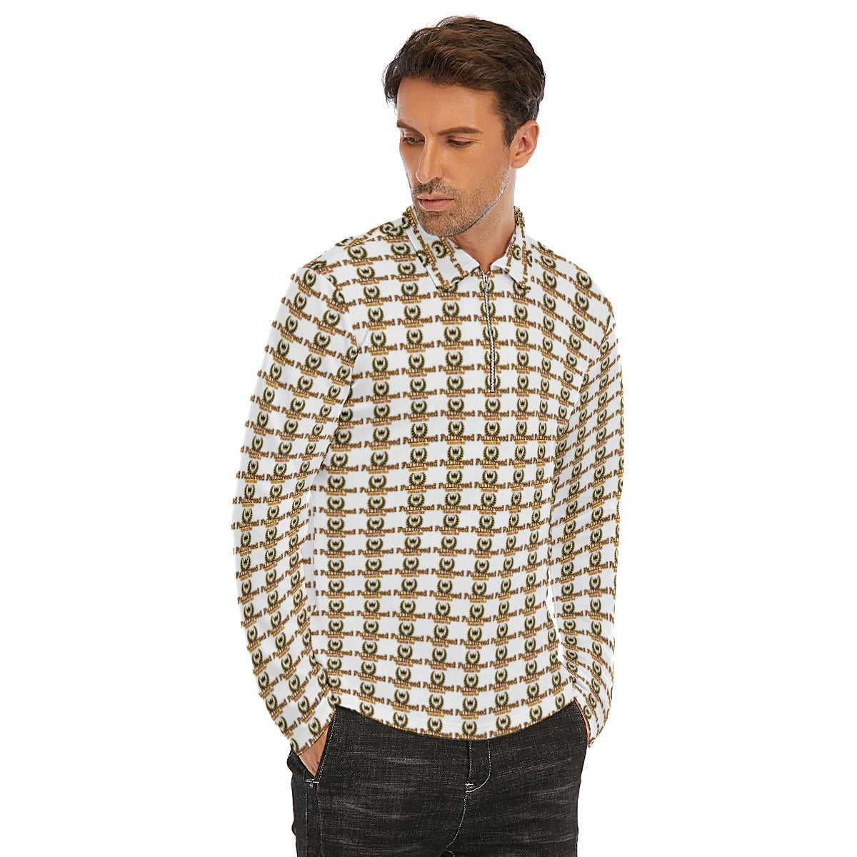FullbreedCustom Print Men's Lapel T-shirt With Neckline Zipper Closure