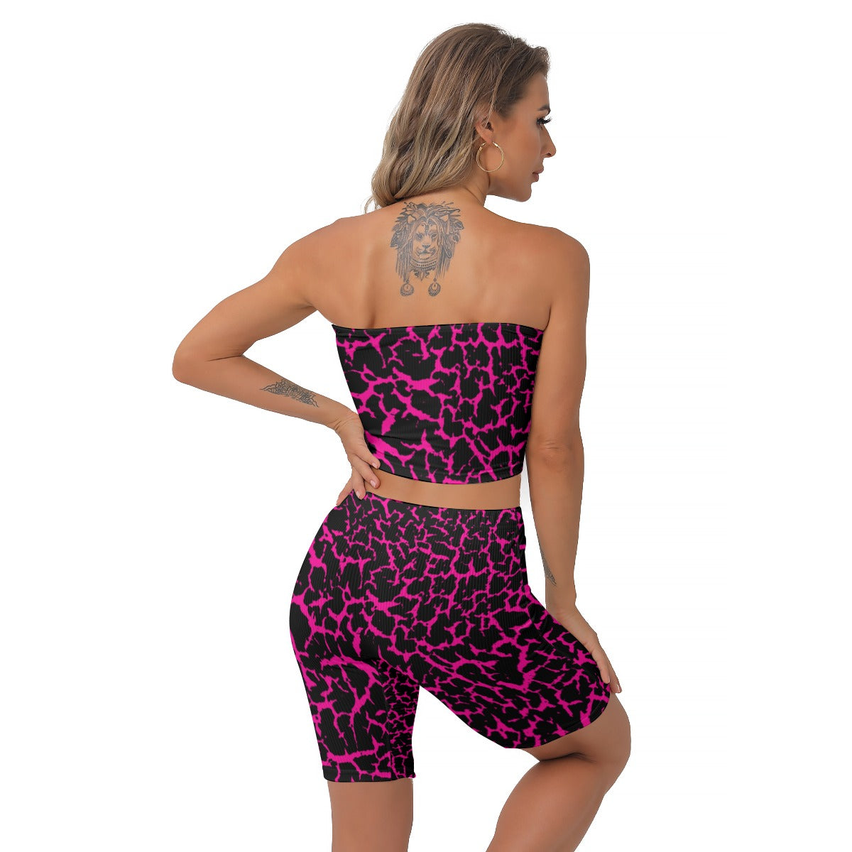 Kokorepublic Print Women's Breast Wrap Shorts Suit