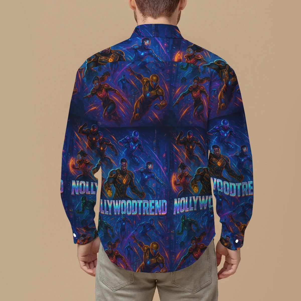Nollywoodtrend Print Men's Slim Fit Long Sleeve Shirt