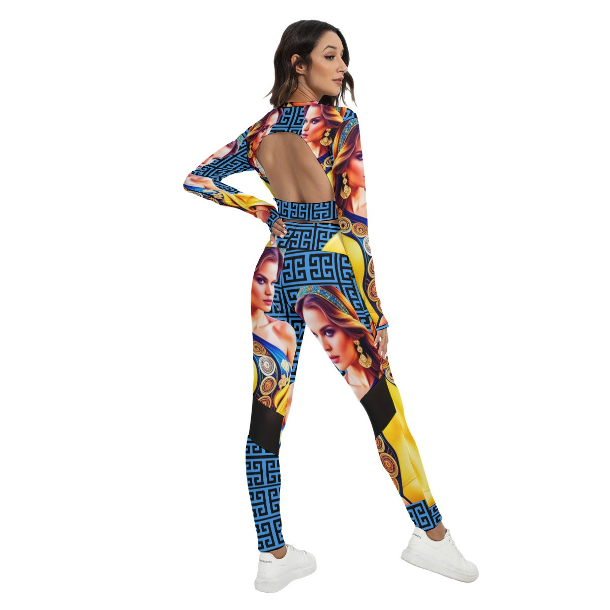 iamfullbreedcustom Print Women's Sport Set With Backless Top And Leggings