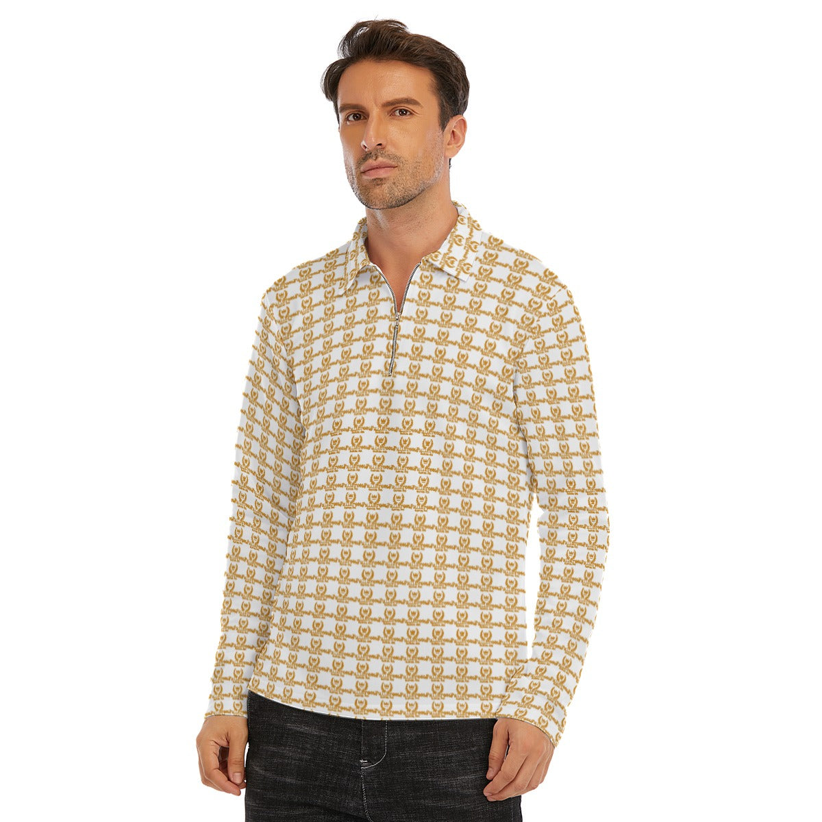 FullbreedCustom Print Men's Lapel T-shirt With Neckline Zipper Closure