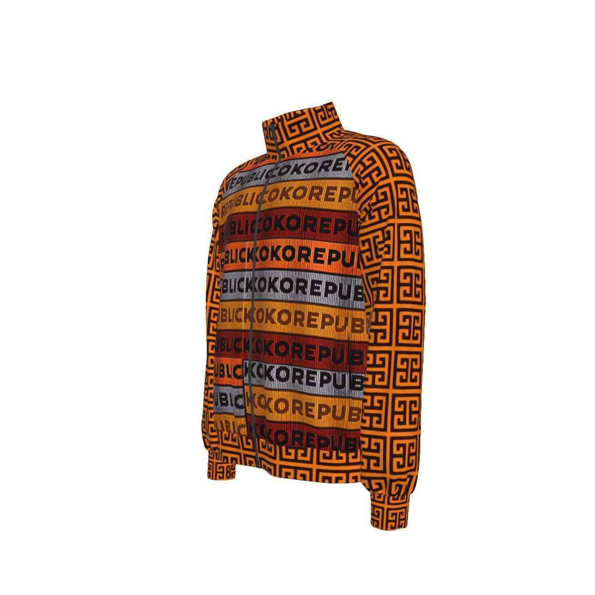 kokorepublic Print Men's Raglan-Sleeve Stand Collar Jacket