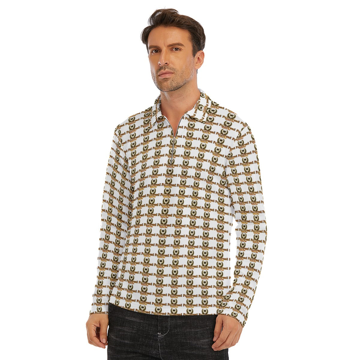 FullbreedCustom Print Men's Lapel T-shirt With Neckline Zipper Closure