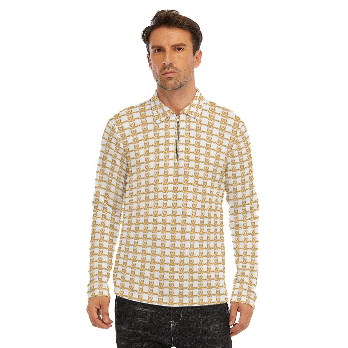 FullbreedCustom Print Men's Lapel T-shirt With Neckline Zipper Closure