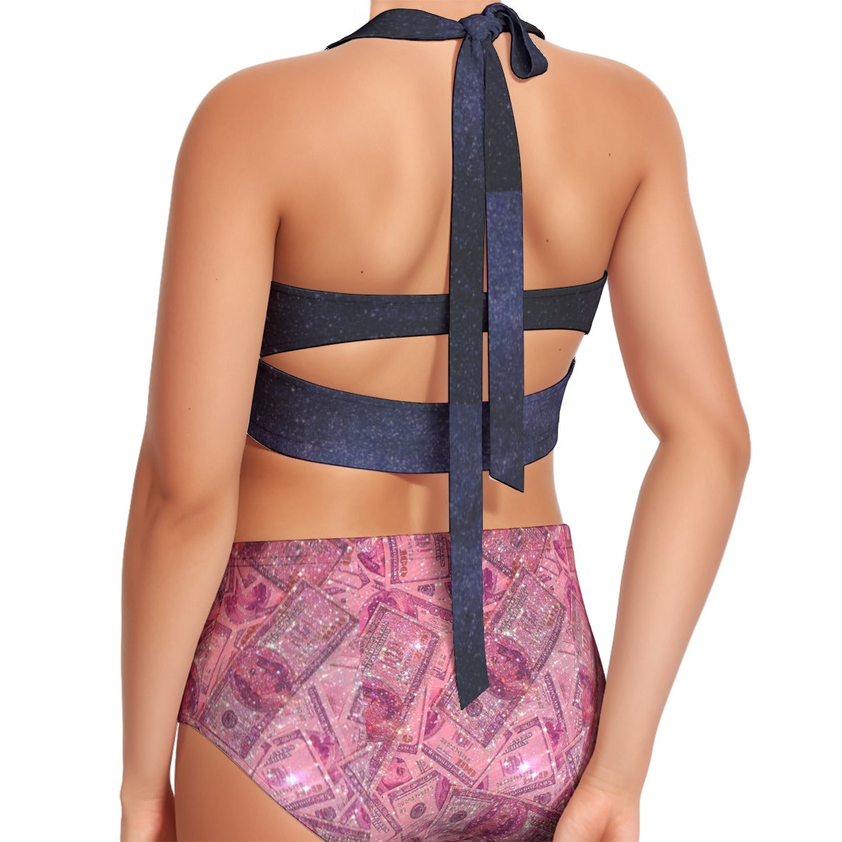 Kokorepublic Print Women's Swimsuit Set With Halter