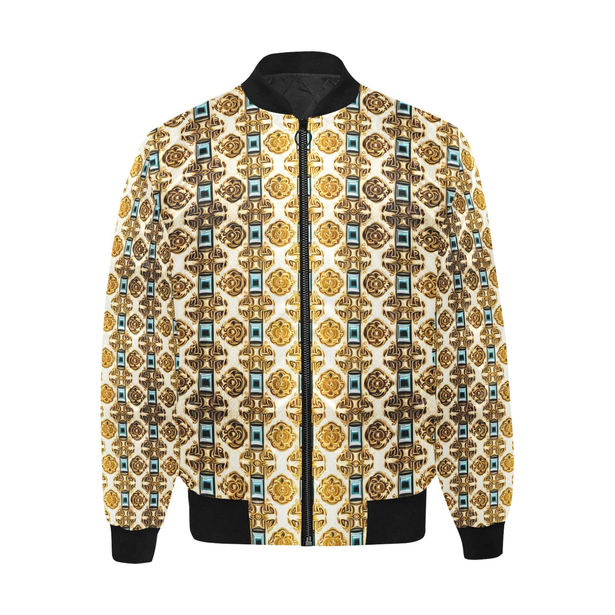 kokorepublic Men's All Over Print Quilted Bomber Jacket(Model H33)