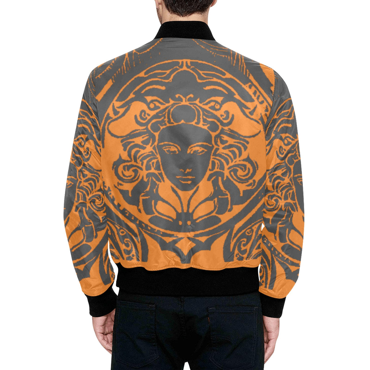 kokorepublic Men's All Over Print Quilted Bomber Jacket(Model H33)