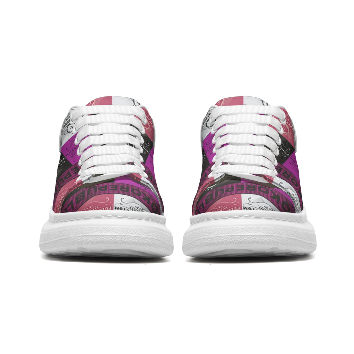 kokorepublic Unisex Non Slip Lace Up Faux Leather Sneakers