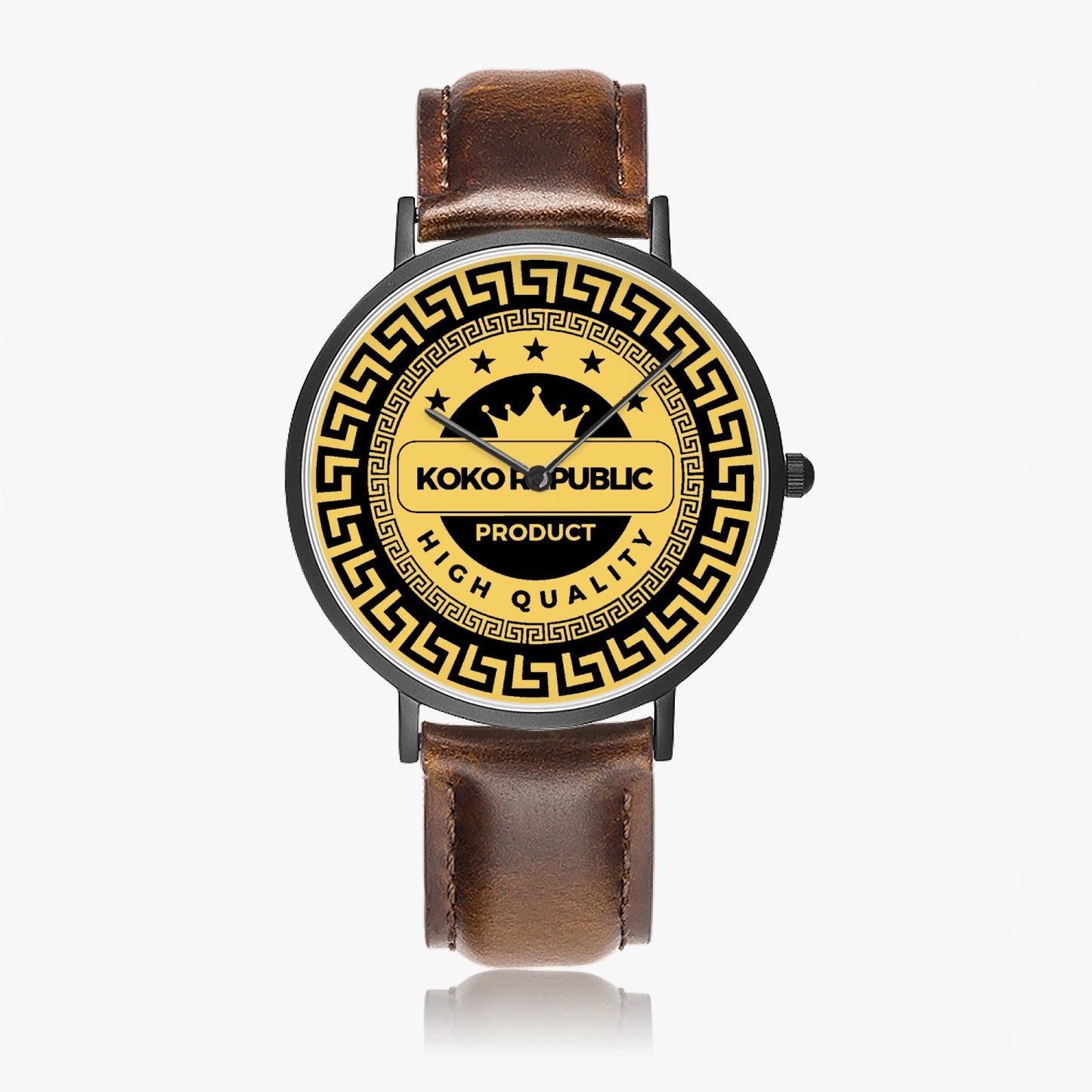 kokorepublic 160. Hot Selling Ultra-Thin Leather Strap Quartz Watch (Black)