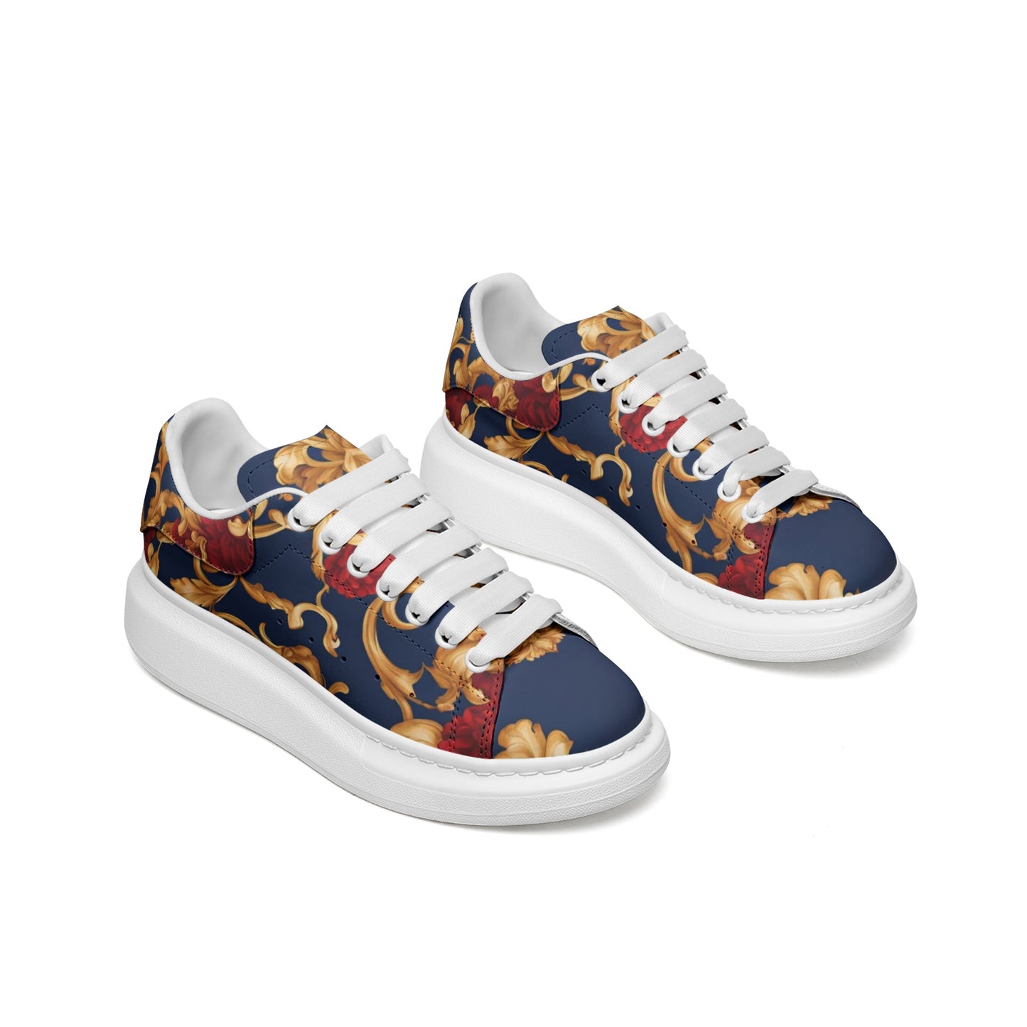 Unisex Non Slip Lace Up Faux Leather Sneakers