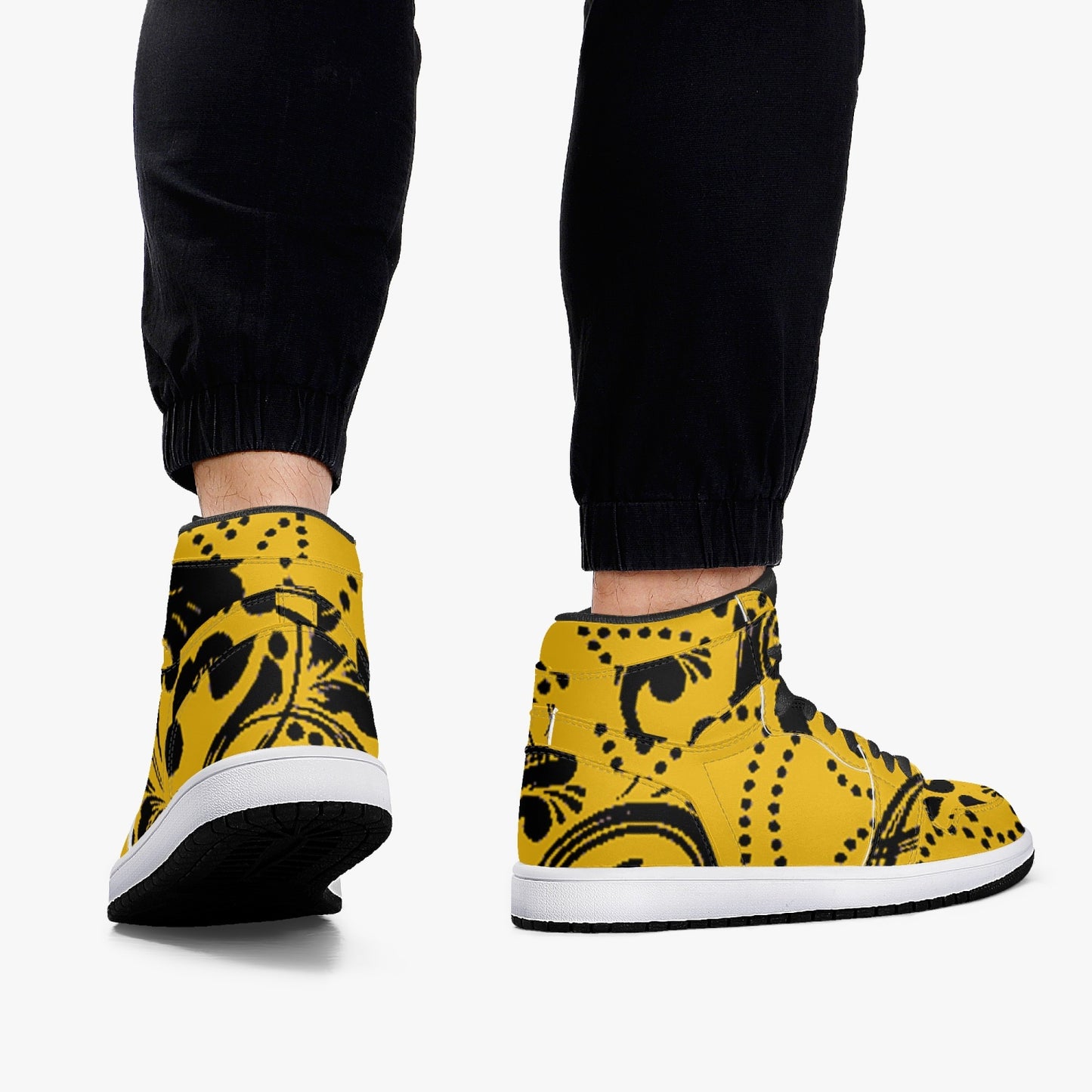 352. AJ1 Black High-Top Leather Sneakers