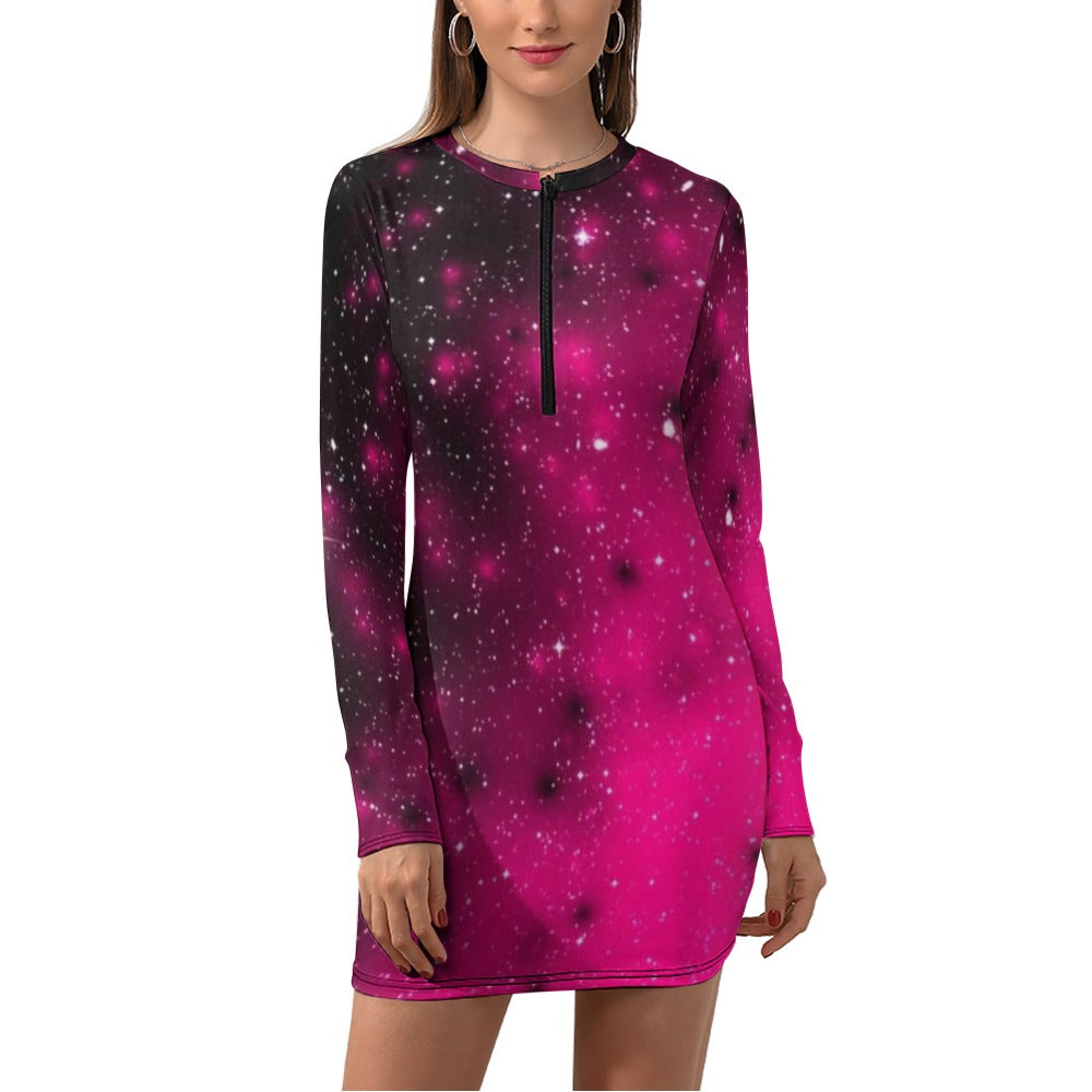 kokorepublic Women's Zipper Long Sleeve Hip Dress
