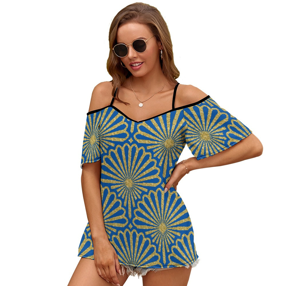 kokorepublic Casual Ladies Off Shoulder Sling Short Sleeve Top