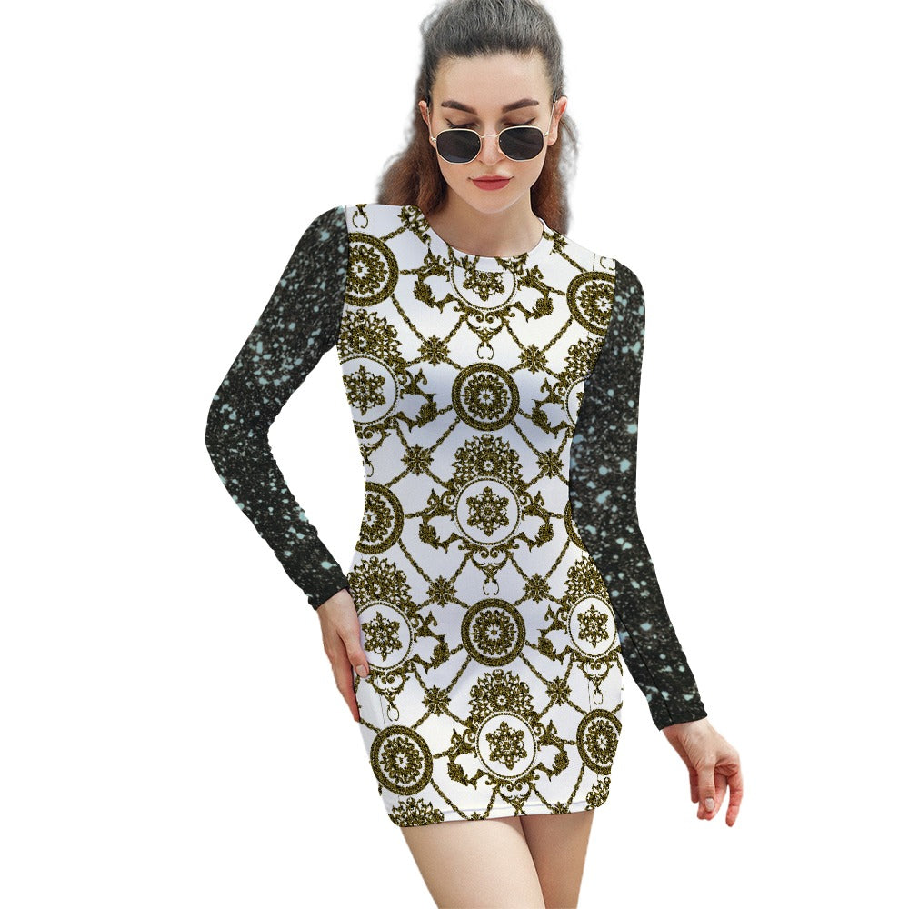 Kokorepublic Women's Elegant Long Sleeve Skinny Dress