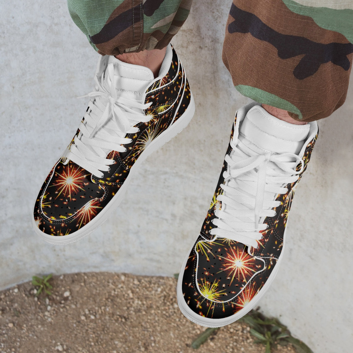 1035. AJ1 High-Top Leather Sneakers - White