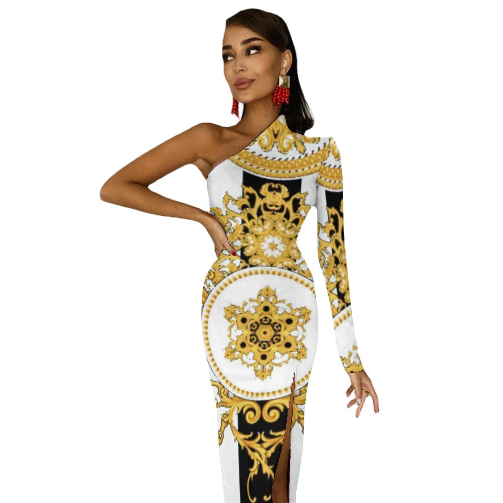 Half Sleeve Slit Dress