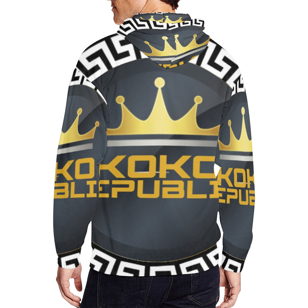 Men's All Over Print Full Zip Hoodie (Model H14)