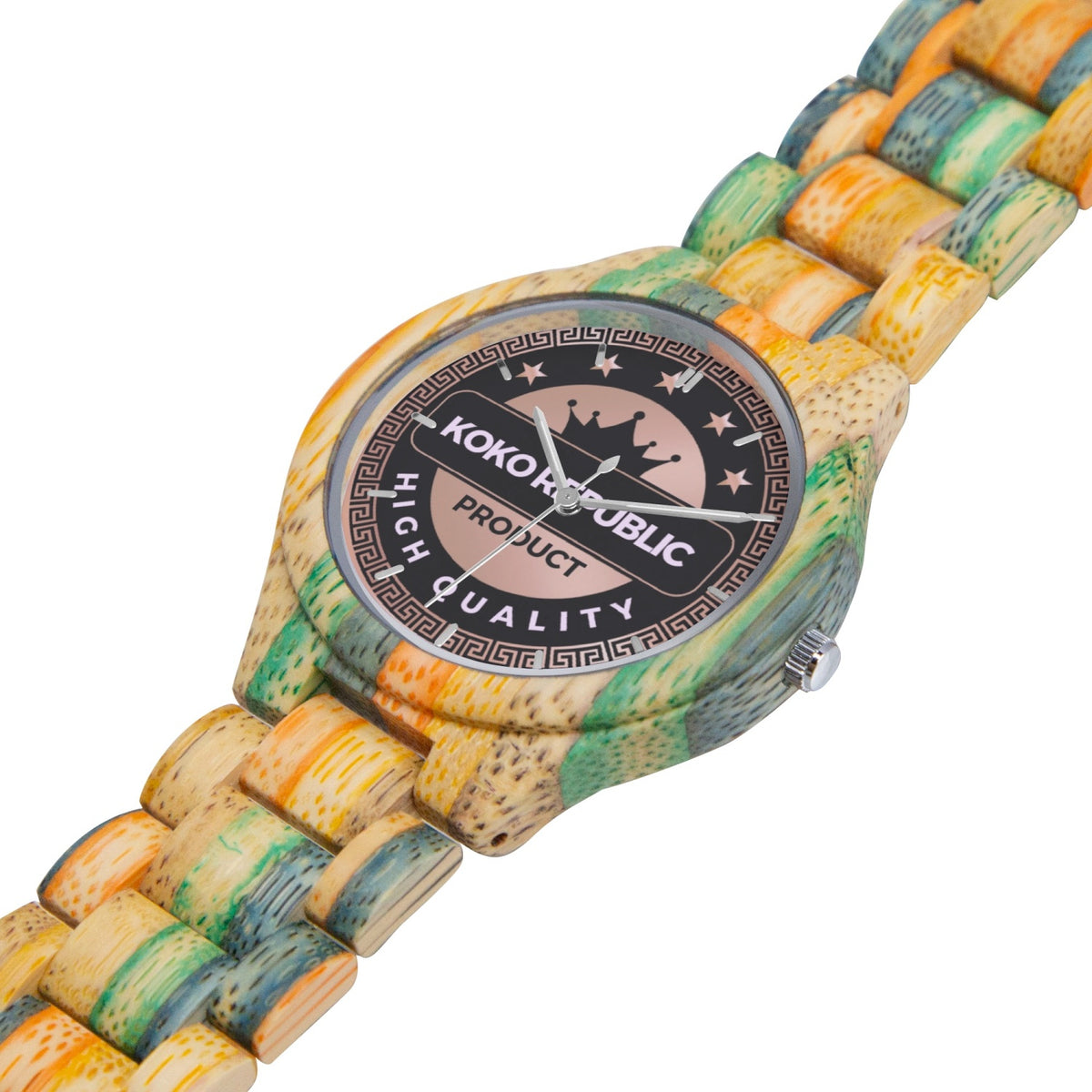 KOKOREPUBLIC 884. Camouflage Wooden Watch - Green&Blue