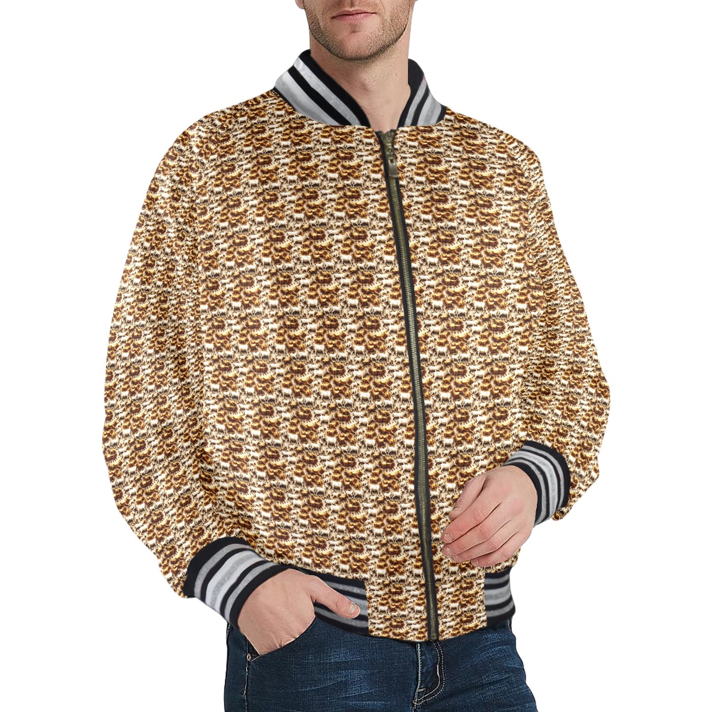 kokorepublic New Men's Striped Trim Bomber Jacket