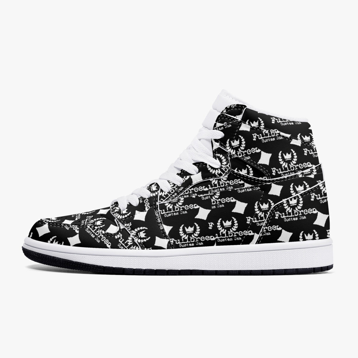kokorepublic 352. AJ1 Black High-Top Leather Sneakers