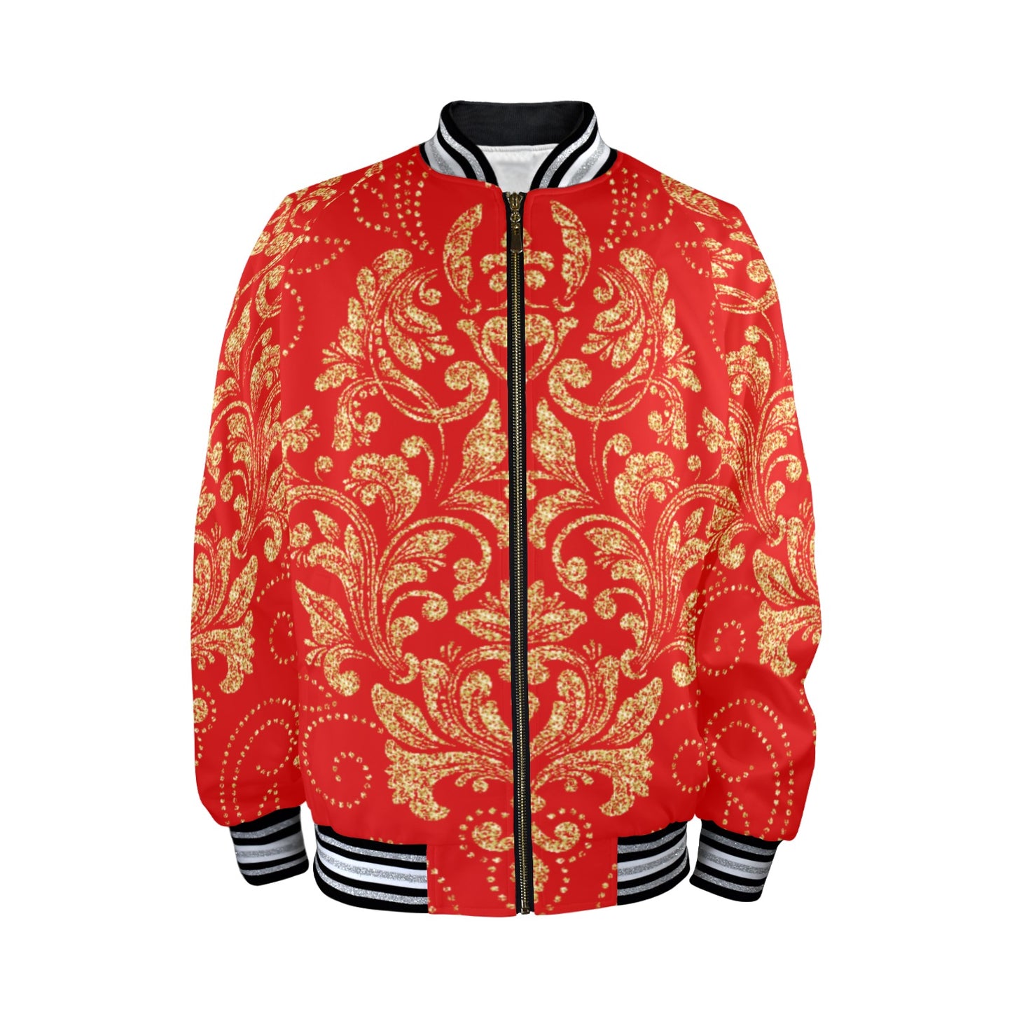 kokorepublicboutique Men's Striped Trim Bomber Jacket