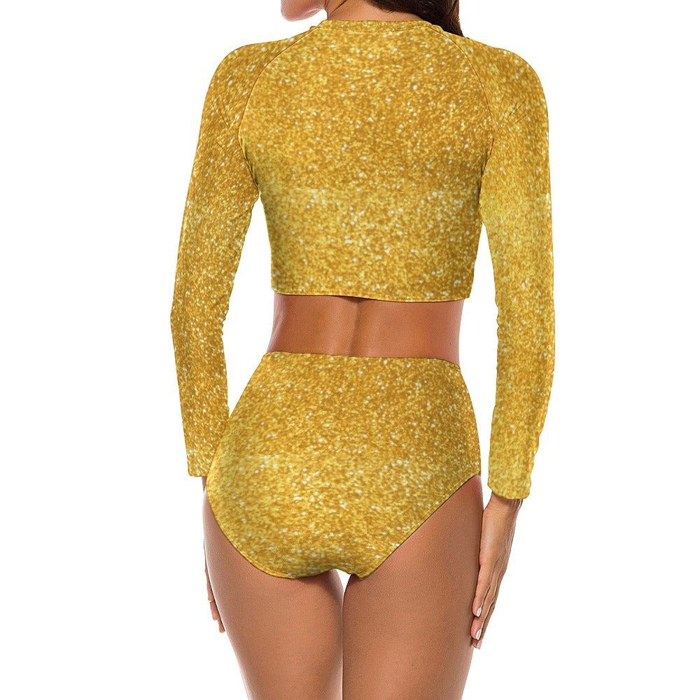 kokorepublic Sleeve Crew Neck Ladies Bikini Swimsuit