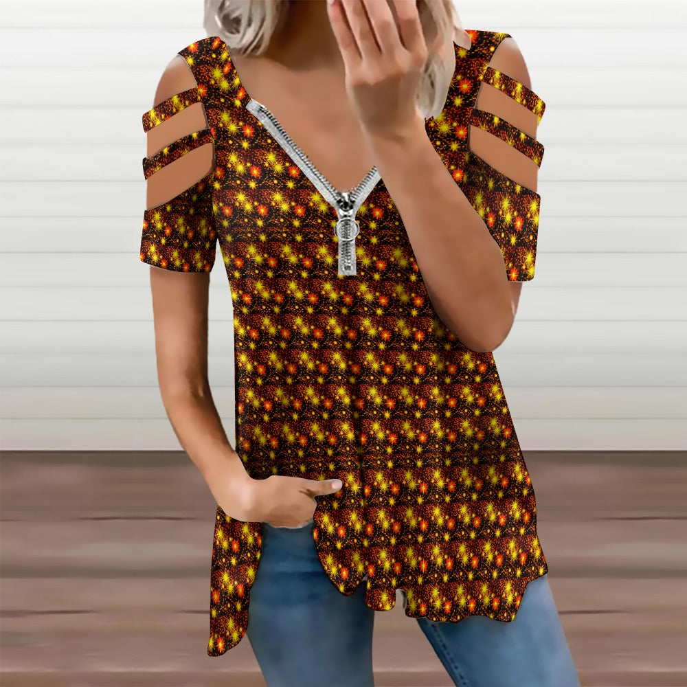 Ladies BE Zip Off Shoulder Top