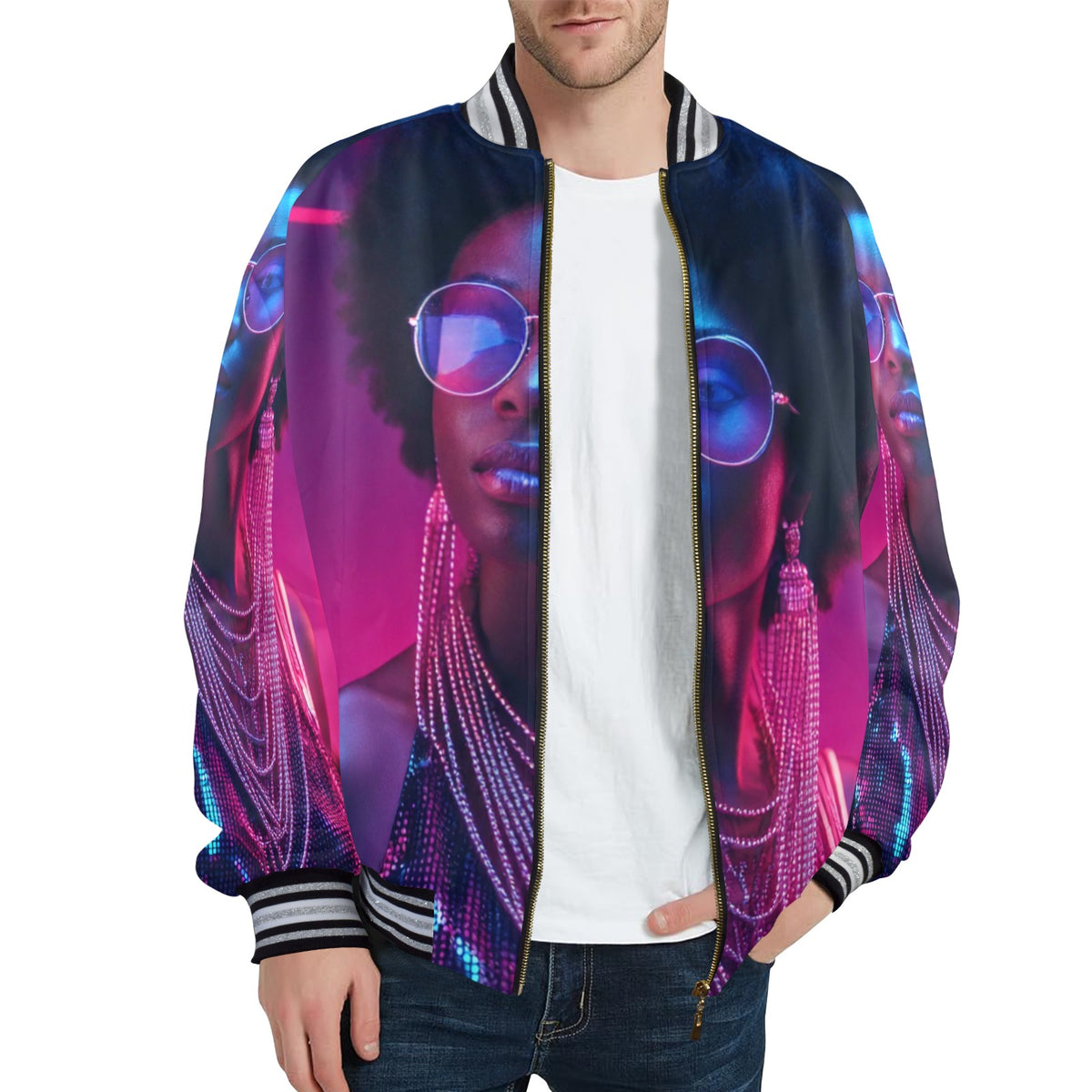 kokorepublic New Men's Striped Trim Bomber Jacket