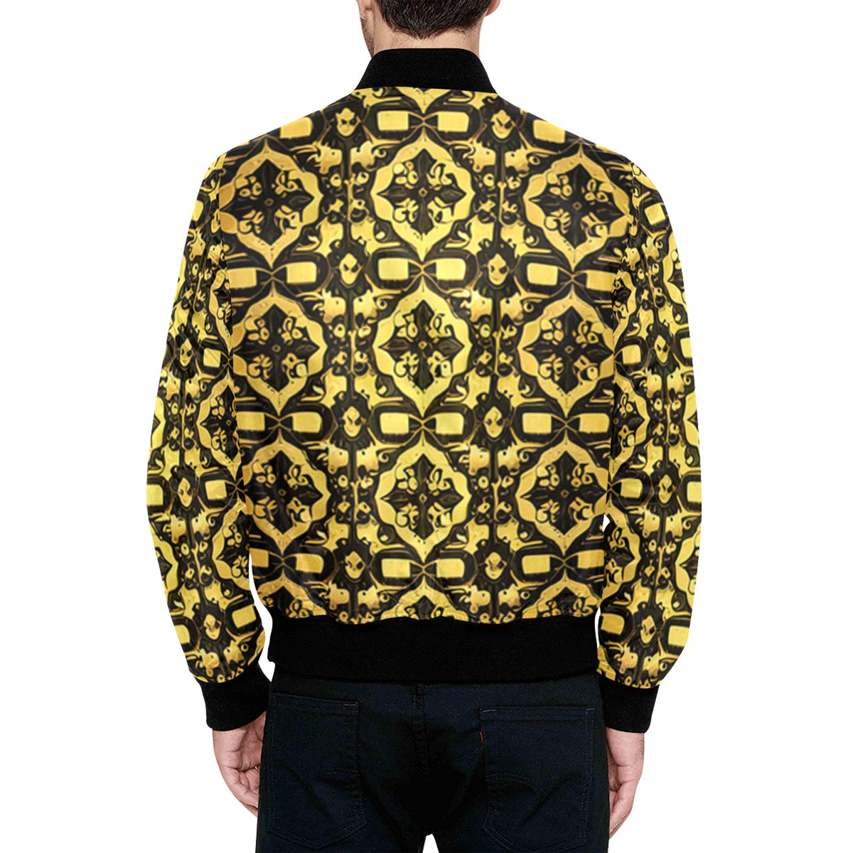 Kokorepublic Men's All Over Print Quilted Bomber Jacket(Model H33)