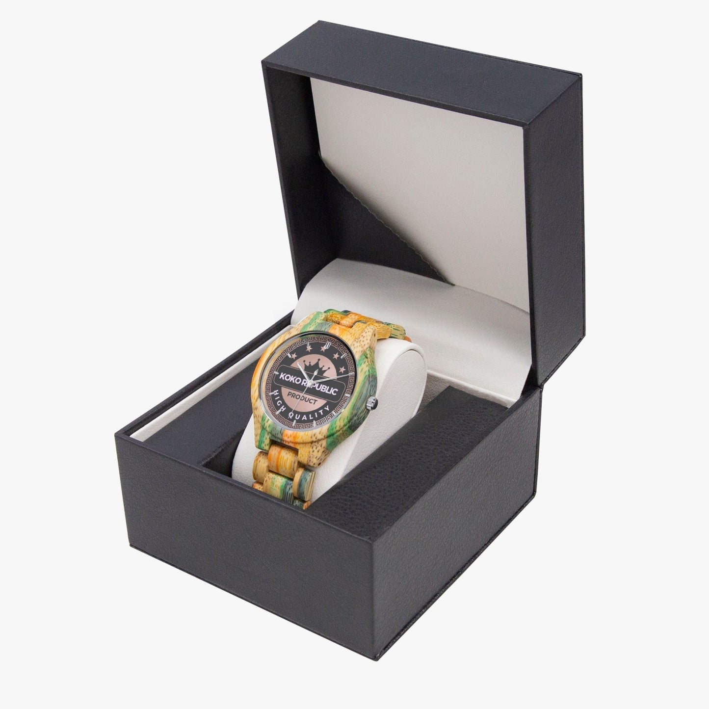 KOKOREPUBLIC 884. Camouflage Wooden Watch - Green&Blue