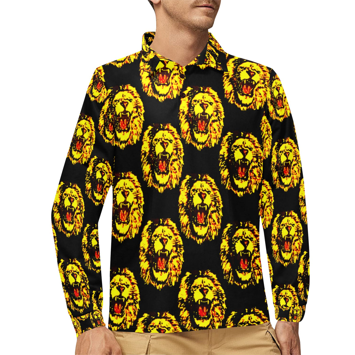 kokorepublic Men's Long Sleeve Polo Shirt (T73)