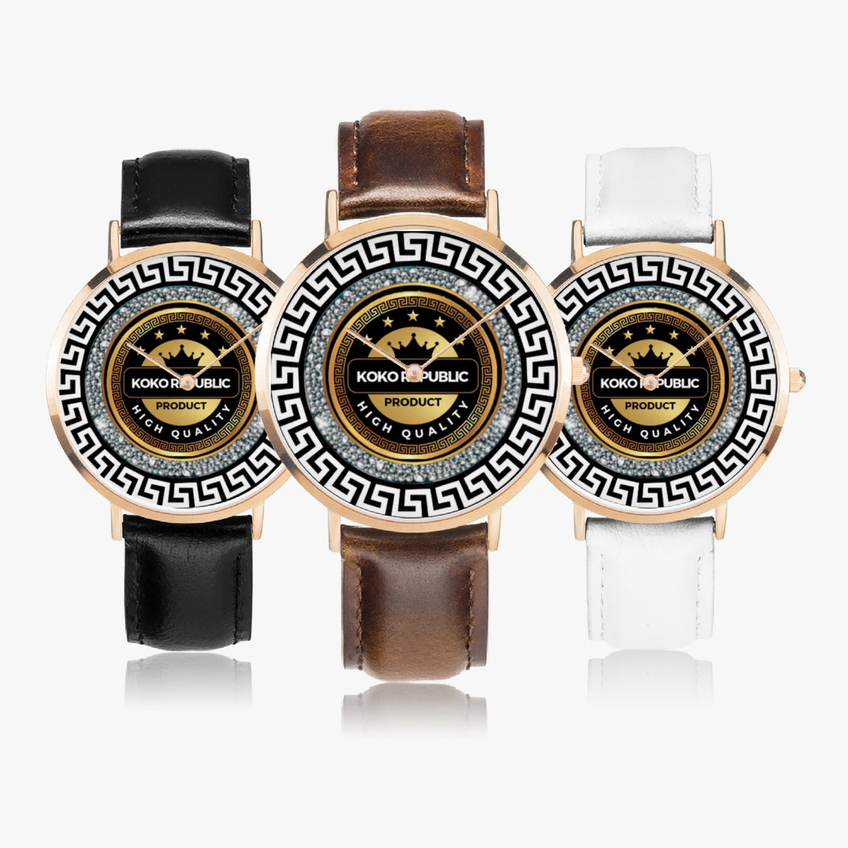 kokorepublic 161. Hot Selling Ultra-Thin Leather Strap Quartz Watch (Rose Gold)