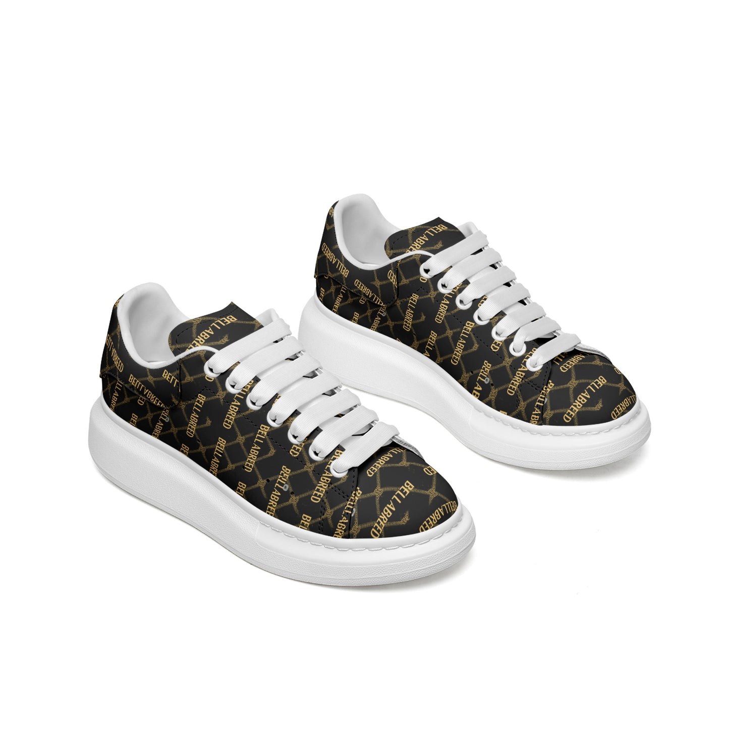 Bellabella Unisex Non Slip Lace Up Faux Leather Sneakers