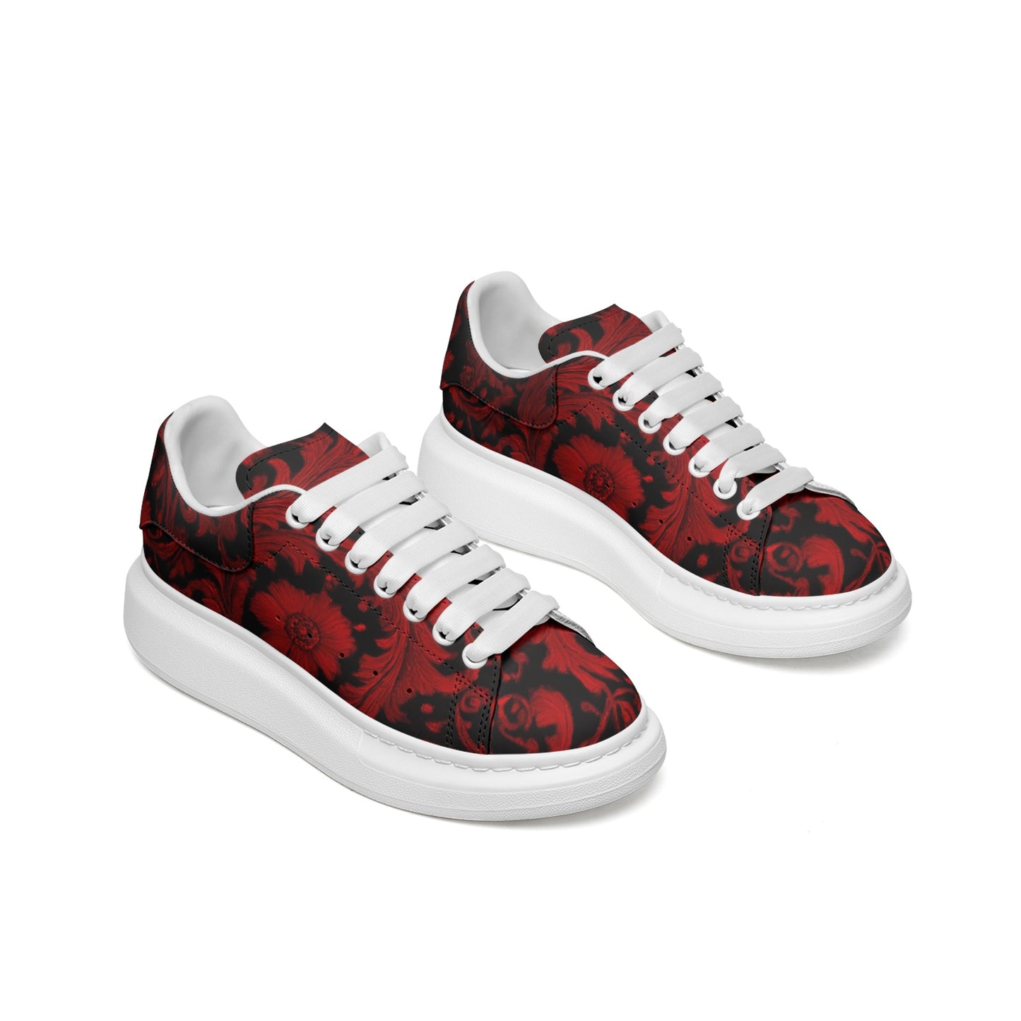 fullbreedcustom Unisex Non Slip Lace Up Faux Leather Sneakers