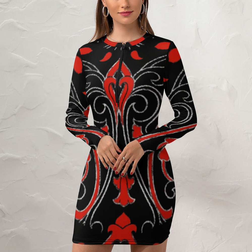 kokorepublic Women's Zipper Long Sleeve Hip Dress