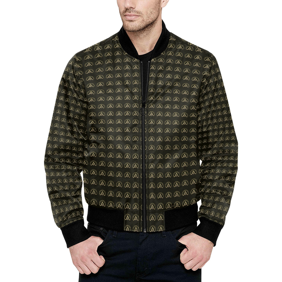 kokorepublic Men's All Over Print Quilted Bomber Jacket(Model H33)