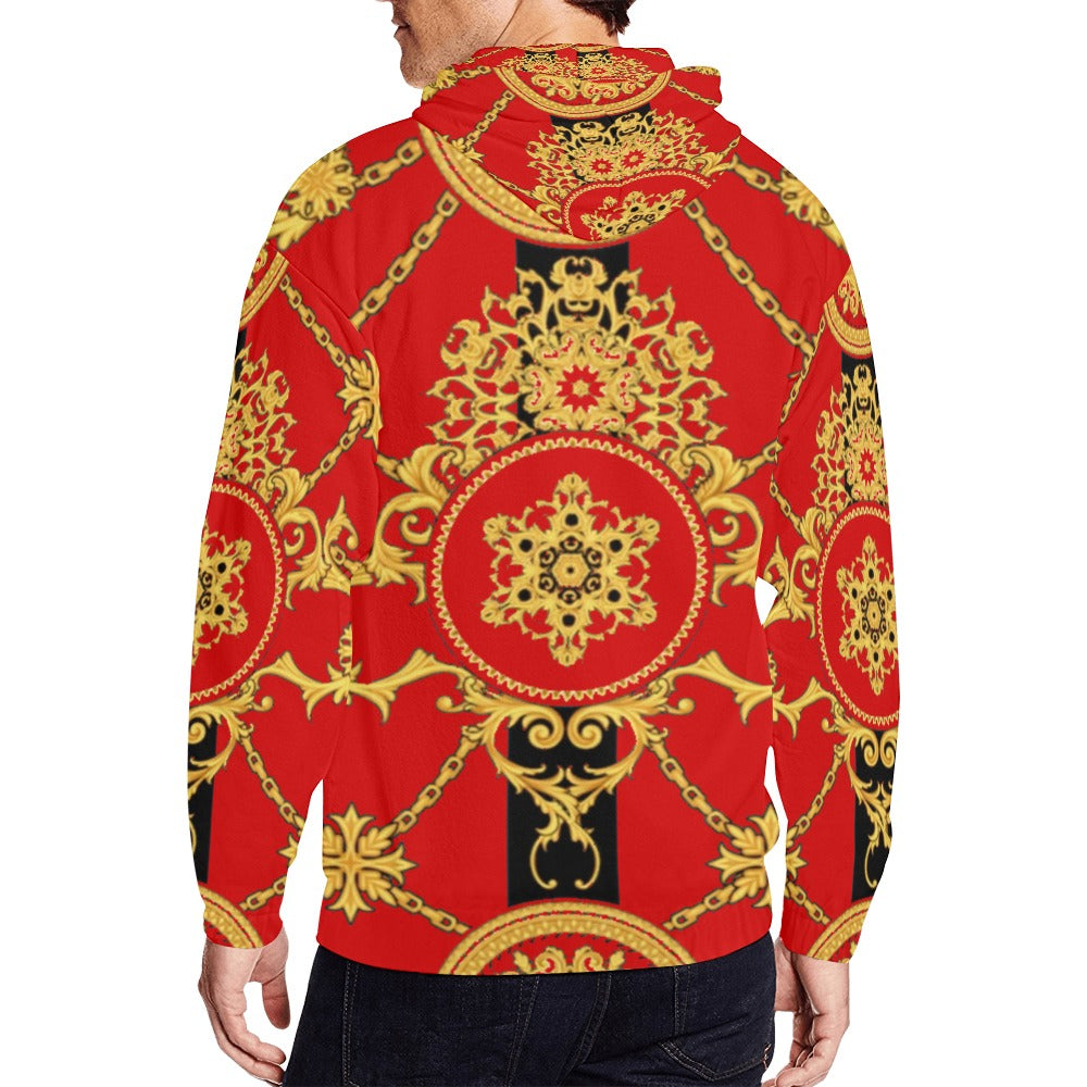 Men's All Over Print Full Zip Hoodie (Model H14)