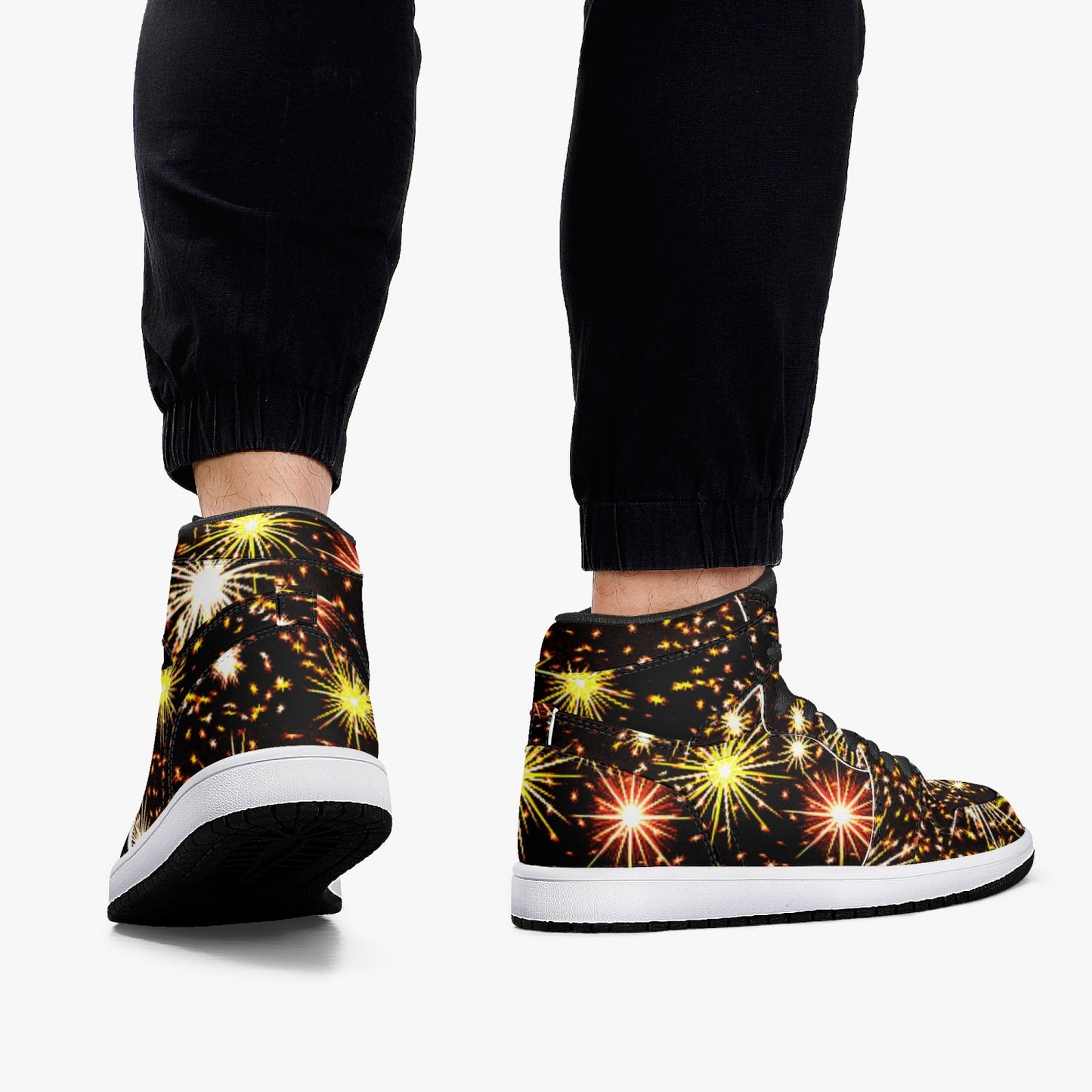 352. AJ1 Black High-Top Leather Sneakers