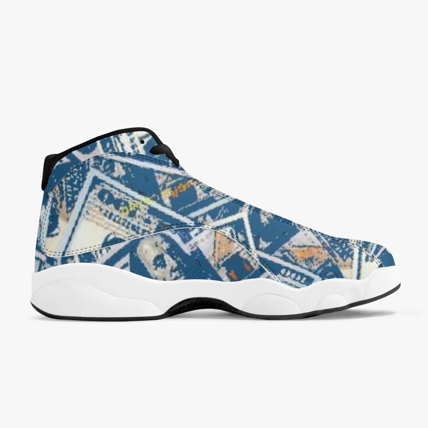 244. AJ13 High-Top Leather Basketball Sneakers - Black