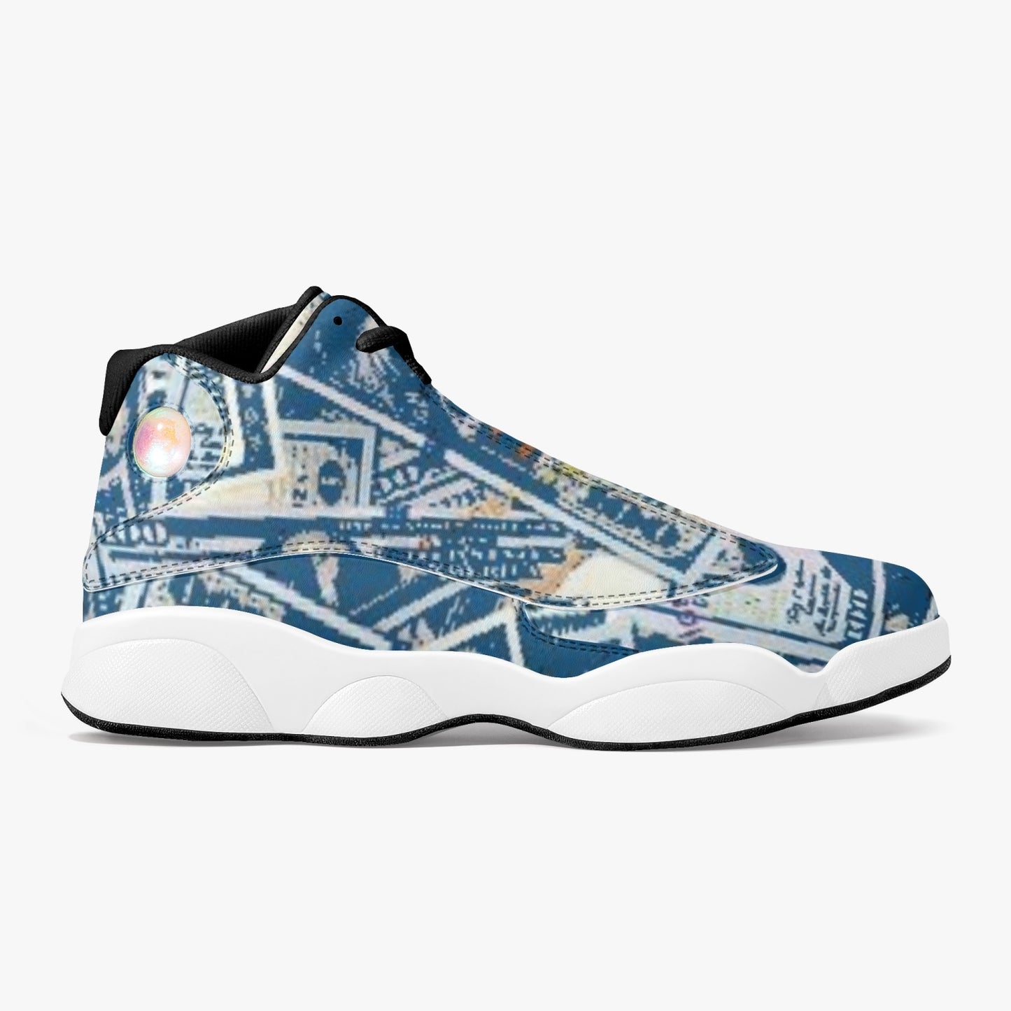 244. AJ13 High-Top Leather Basketball Sneakers - Black