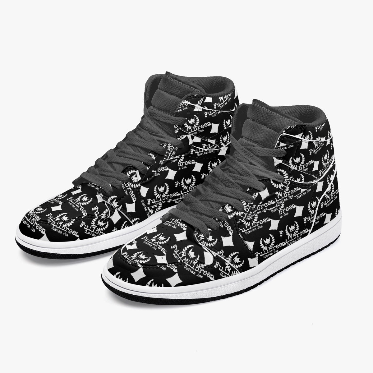 kokorepublic 352. AJ1 Black High-Top Leather Sneakers