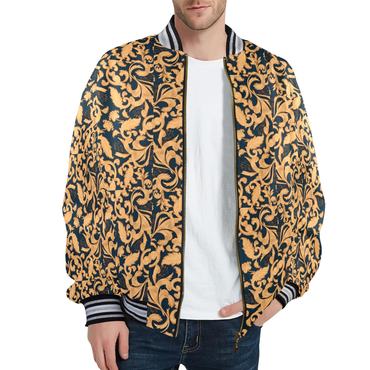 kokorepublic New Men's Striped Trim Bomber Jacket